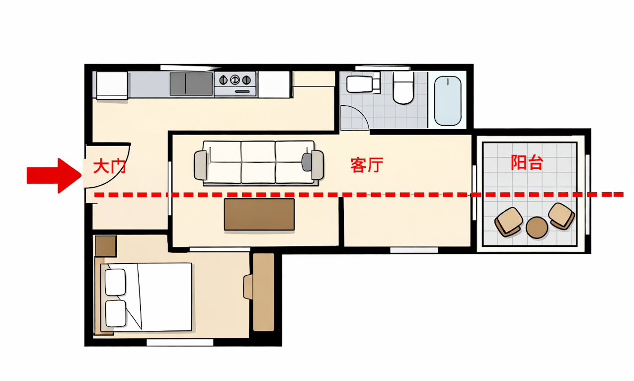 欧洲公寓穿堂煞户型动线贯穿结构风水
